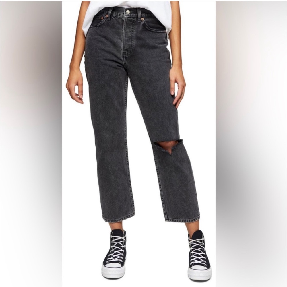 Topshop Chicago Ripped Knee High-Waist Dad Jeans